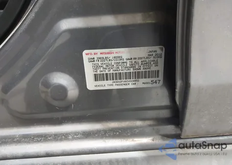 2012 Mitsubishi Lancer Es z USA, uszkodzony, nr VIN JA32U2FU6CU024852